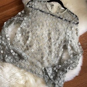 Organza belled sleeved blouse